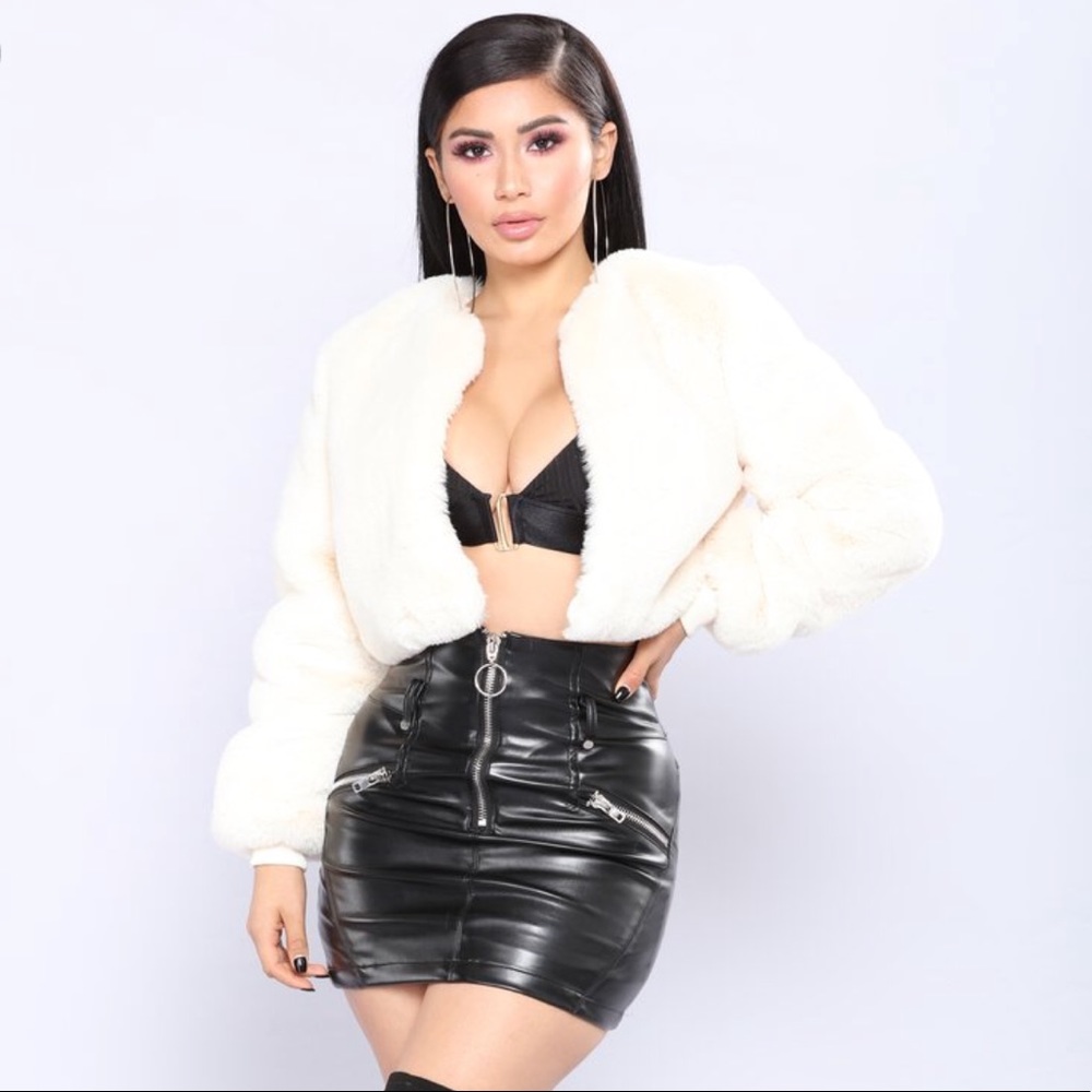 Ivory fur coat